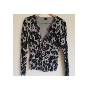 Gray and black patterned Rafaella cardigan - Size Small